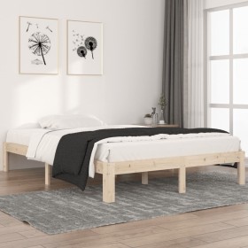 Estructura de cama madera maciza de pino 140x200 cm de vidaXL, Camas y somieres - Ref: Foro24-810365, Precio: 86,48 €, Descue...