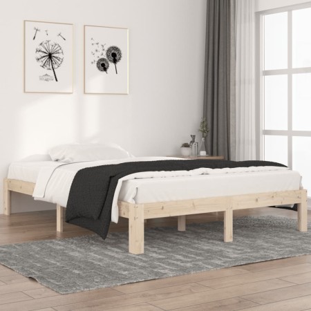 Estructura de cama madera maciza de pino 140x200 cm de vidaXL, Camas y somieres - Ref: Foro24-810365, Precio: 87,89 €, Descue...