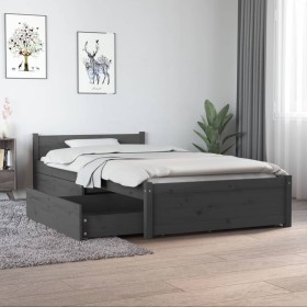 Einzelbettgestell mit grauen Schubladen 90x190 cm von vidaXL, Betten und Lattenroste - Ref: Foro24-3103480, Preis: 244,99 €, ...