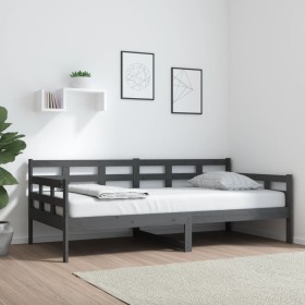 Solid gray pine wood sofa bed 90x190 cm by vidaXL, Beds and slatted bases - Ref: Foro24-820369, Price: 97,99 €, Discount: %