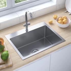 Handmade Stainless Steel Kitchen Sink by vidaXL, Sinks - Ref: Foro24-51512, Price: 99,85 €, Discount: %