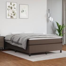 Brown synthetic leather bed frame 140x190 cm by vidaXL, Beds and slatted bases - Ref: Foro24-3121044, Price: 126,17 €, Discou...