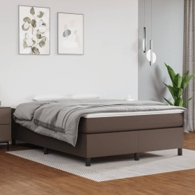 Brown synthetic leather bed frame 140x200 cm by vidaXL, Beds and slatted bases - Ref: Foro24-3121050, Price: 117,21 €, Discou...