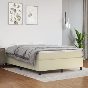 Cream synthetic leather bed frame 140x190 cm by vidaXL, Beds and slatted bases - Ref: Foro24-3121043, Price: 115,46 €, Discou...