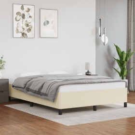 Estructura de cama de cuero sintético color crema 140x190 cm de vidaXL, Camas y somieres - Ref: Foro24-347247, Precio: 115,18...