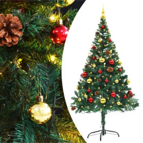 Künstlicher Weihnachtsbaum mit Kugeln und LED-Lichtern 150 cm grün von vidaXL, Weihnachtsbäume - Ref: Foro24-321499, Preis: 4...