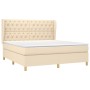 Box spring bed with cream fabric mattress 160x200 cm by vidaXL, Beds and slatted bases - Ref: Foro24-3128778, Price: 643,99 €...