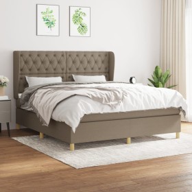 Box spring bed with taupe gray fabric mattress 160x200 cm by vidaXL, Beds and slatted bases - Ref: Foro24-3128777, Price: 656...