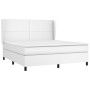 Box spring bed with white synthetic leather mattress 160x200 cm by vidaXL, Beds and slatted bases - Ref: Foro24-3128920, Pric...