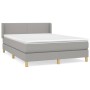 Box spring bed with light gray fabric mattress 140x190 cm by vidaXL, Beds and slatted bases - Ref: Foro24-3130105, Price: 474...