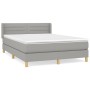 Cama box spring con colchón tela gris claro 140x190 cm de vidaXL, Camas y somieres - Ref: Foro24-3130345, Precio: 474,48 €, D...