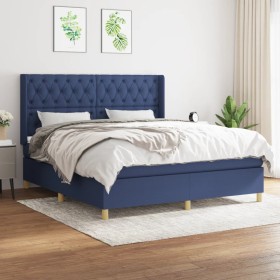 Cama box spring con colchón tela azul 160x200 cm de vidaXL, Camas y somieres - Ref: Foro24-3132247, Precio: 612,15 €, Descuen...