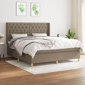 Cama box spring con colchón tela gris taupe 160x200 cm de vidaXL, Camas y somieres - Ref: Foro24-3132245, Precio: 637,29 €, D...