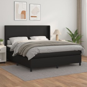 Box spring bed with black synthetic leather mattress 160x200 cm by vidaXL, Beds and slatted bases - Ref: Foro24-3132387, Pric...