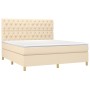 Cama box spring colchón y luces LED tela crema 160x200 cm de vidaXL, Camas y somieres - Ref: Foro24-3135690, Precio: 634,02 €...