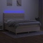 Cama box spring colchón y luces LED tela crema 160x200 cm de vidaXL, Camas y somieres - Ref: Foro24-3135690, Precio: 634,02 €...