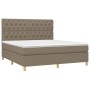 Boxspringbett mit Matratze und LED-Leuchten taupegrauer Stoff 160x200 cm von vidaXL, Betten und Lattenroste - Ref: Foro24-313...