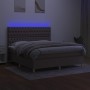 Boxspringbett mit Matratze und LED-Leuchten taupegrauer Stoff 160x200 cm von vidaXL, Betten und Lattenroste - Ref: Foro24-313...