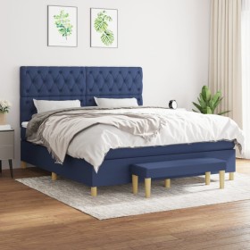 Box spring bed with blue fabric mattress 160x200 cm by vidaXL, Beds and slatted bases - Ref: Foro24-3137411, Price: 648,04 €,...