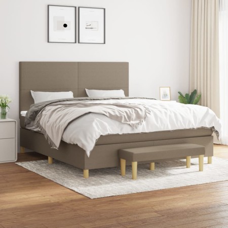 Cama box spring con colchón tela gris taupe 160x200 cm de vidaXL, Camas y somieres - Ref: Foro24-3137009, Precio: 642,20 €, D...