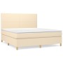 Box spring bed with cream fabric mattress 160x200 cm by vidaXL, Beds and slatted bases - Ref: Foro24-3142190, Price: 594,10 €...