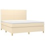 Box spring bed with cream fabric mattress 160x200 cm by vidaXL, Beds and slatted bases - Ref: Foro24-3142190, Price: 594,10 €...