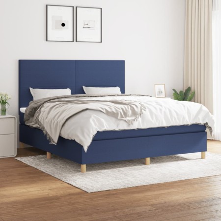 Cama box spring con colchón tela azul 160x200 cm de vidaXL, Camas y somieres - Ref: Foro24-3142191, Precio: 550,88 €, Descuen...