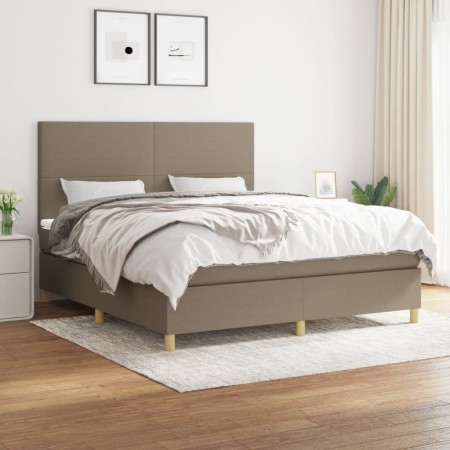 Box spring bed with taupe gray fabric mattress 160x200 cm by vidaXL, Beds and slatted bases - Ref: Foro24-3142189, Price: 597...