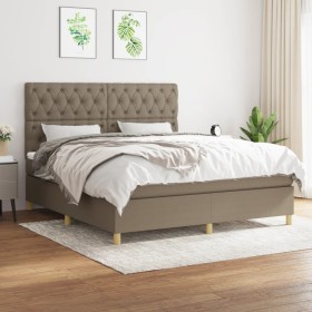 Box spring bed with taupe gray fabric mattress 160x200 cm by vidaXL, Beds and slatted bases - Ref: Foro24-3142589, Price: 631...