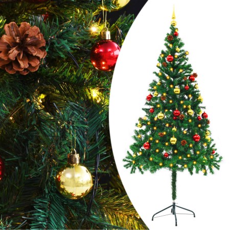 Künstlicher Weihnachtsbaum mit Kugeln und LED-Lichtern 180 cm grün von vidaXL, Weihnachtsbäume - Ref: Foro24-321500, Preis: 6...