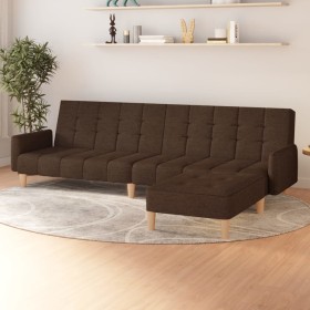 2-seater sofa bed with footrest in brown fabric by vidaXL, Sofas - Ref: Foro24-3080550, Price: 281,99 €, Discount: %