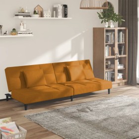 2-seater sofa bed with two brown velvet cushions by vidaXL, Sofas - Ref: Foro24-337448, Price: 195,99 €, Discount: %