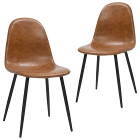 Dining chairs 2 pcs shiny brown synthetic leather by vidaXL, dining chairs - Ref: Foro24-325639, Price: 124,46 €, Discount: %