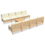 Garden furniture 9 pieces and cushions solid cream pine wood by vidaXL, Garden sets - Ref: Foro24-3096142, Price: 639,87 €, D...