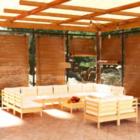 Garden furniture 13 pieces cream pine wood cushions by vidaXL, Garden sets - Ref: Foro24-3097277, Price: 935,77 €, Discount: %