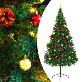 Artificial Christmas tree with balls and green LED lights 210 cm by vidaXL, Christmas trees - Ref: Foro24-321501, Price: 60,9...