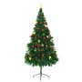 Artificial Christmas tree with balls and green LED lights 210 cm by vidaXL, Christmas trees - Ref: Foro24-321501, Price: 60,8...