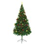 Artificial Christmas tree with balls and green LED lights 210 cm by vidaXL, Christmas trees - Ref: Foro24-321501, Price: 60,8...