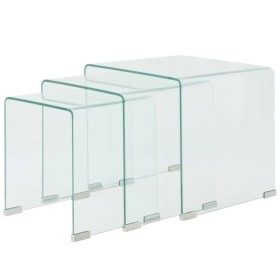 Set of three stackable clear tempered glass coffee tables by vidaXL, Coffee table - Ref: Foro24-244190, Price: 191,11 €, Disc...