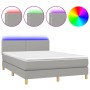 Cama box spring colchón y luces LED tela gris claro 140x190 cm de vidaXL, Camas y somieres - Ref: Foro24-3133629, Precio: 481...