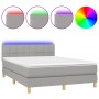 Cama box spring colchón y luces LED tela gris claro 140x190 cm de vidaXL, Camas y somieres - Ref: Foro24-3133709, Precio: 475...