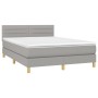 Box spring bed mattress and LED lights light gray fabric 140x190 cm by vidaXL, Beds and slatted bases - Ref: Foro24-3133789, ...