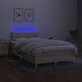 Box spring bed with mattress and LED cream fabric 120x200 cm by vidaXL, Beds and slatted bases - Ref: Foro24-3133946, Price: ...