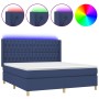 Boxspringbettmatratze und LED-Leuchten aus blauem Stoff 160x200 cm von vidaXL, Betten und Lattenroste - Ref: Foro24-3139131, ...