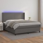 Box spring bed with mattress and LED gray synthetic leather 160x200 cm by vidaXL, Beds and slatted bases - Ref: Foro24-313927...