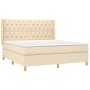 Boxspringbett-Matratze und LED-Leuchten, cremefarbener Stoff, 160 x 200 cm von vidaXL, Betten und Lattenroste - Ref: Foro24-3...