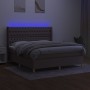 Box spring bed with mattress and LED lights taupe gray fabric 160x200 cm by vidaXL, Beds and slatted bases - Ref: Foro24-3139...