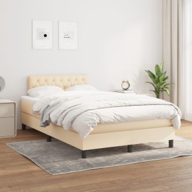 Box spring bed with cream fabric mattress 120x200 cm by vidaXL, Beds and slatted bases - Ref: Foro24-3140286, Price: 393,60 €...