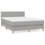 Box spring bed with light gray fabric mattress 140x190 cm by vidaXL, Beds and slatted bases - Ref: Foro24-3140529, Price: 429...