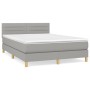 Box spring bed with light gray fabric mattress 140x190 cm by vidaXL, Beds and slatted bases - Ref: Foro24-3140689, Price: 431...